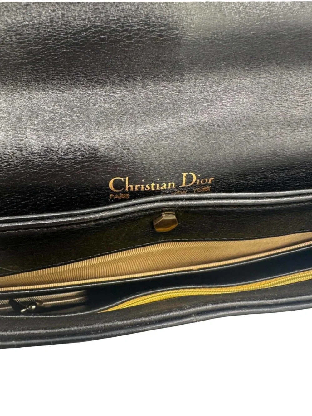 Christian Dior Leather Shoulder Bag CD Logo Plate/Black, GUC
